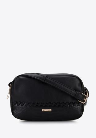 Women's crossbody bag with decorative detail, black, 95-4Y-523-1, Photo 1