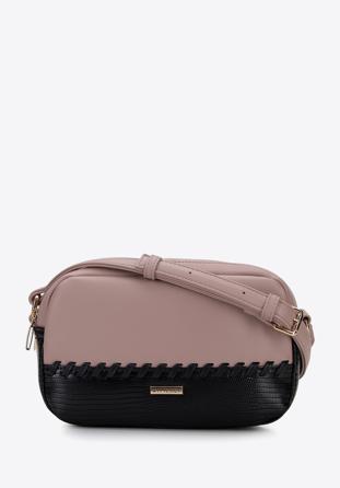 Women's crossbody bag with decorative detail, pink-black, 95-4Y-523-P, Photo 1