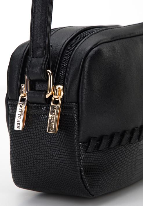 Women's crossbody bag with decorative detail, black, 95-4Y-523-P, Photo 4