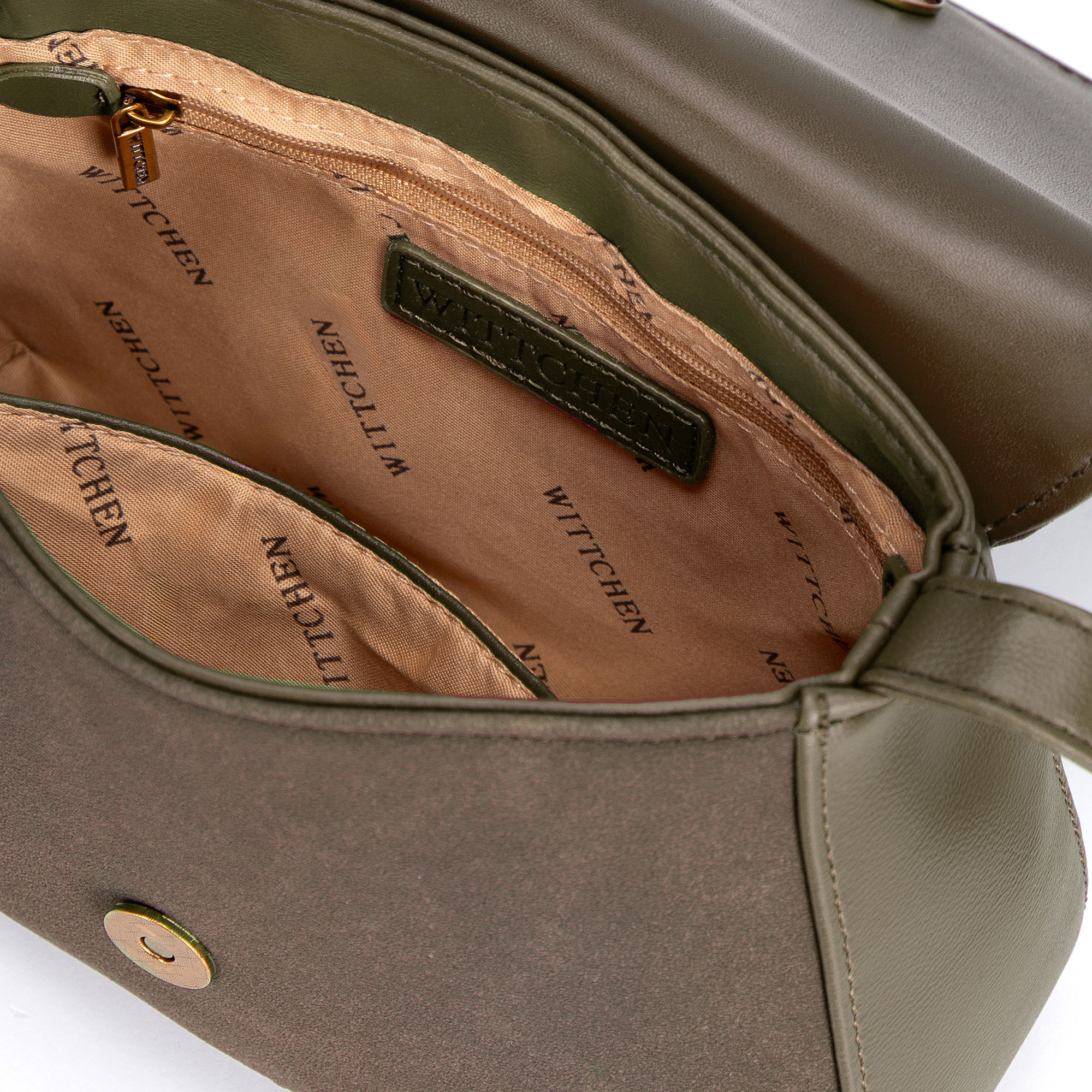 Dámska crossbody kabelka Wittchen z imitácie kože s elegantným vzhľadom, Vyberte variant khaki