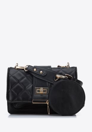 Women's quilted flap bag with extra pouch, black, 95-4Y-760-N, Photo 1