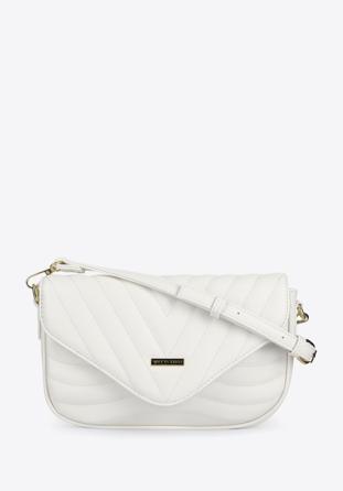 Women's quilted faux leather flap bag, off white, 96-4Y-720-0, Photo 1