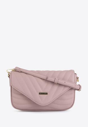 Women's quilted faux leather flap bag, muted pink, 96-4Y-720-P, Photo 1