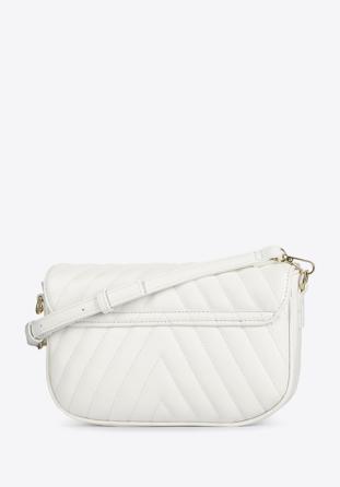 Women's quilted faux leather flap bag, off white, 96-4Y-720-0, Photo 1