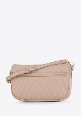 Women's quilted faux leather flap bag, beige, 96-4Y-720-9, Photo 1