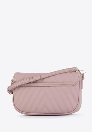 Women's quilted faux leather flap bag, muted pink, 96-4Y-720-P, Photo 1