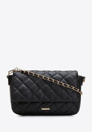 Quilted faux leather chain flap bag, black, 97-4Y-247-1, Photo 1