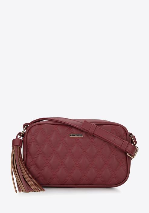 Faux leather quilted crossbody bag, burgundy, 95-4Y-509-3, Photo 1