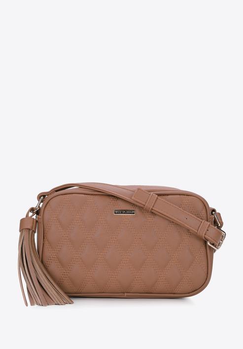 Faux leather quilted crossbody bag, brown, 95-4Y-509-3, Photo 1
