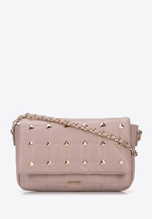 Faux leather studded crossbody bag, muted pink, 96-4Y-227-P, Photo 1