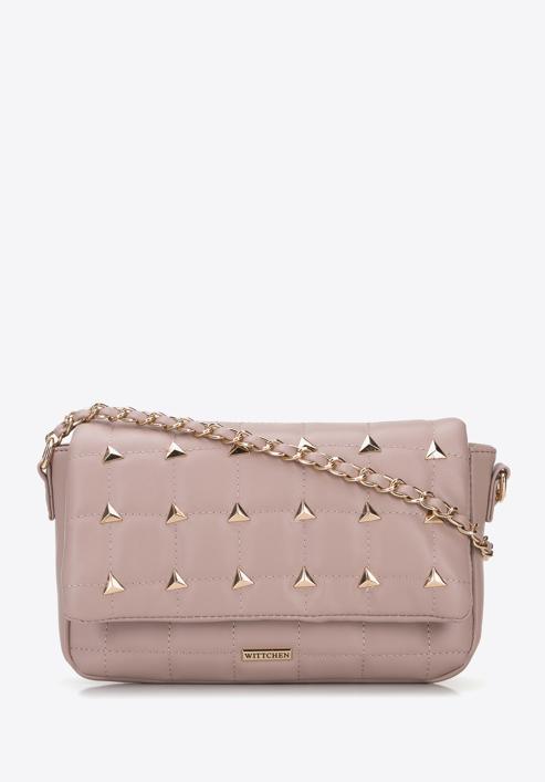 Faux leather studded crossbody bag, muted pink, 96-4Y-227-Z, Photo 1