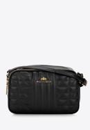 Women's quilted leather crossbody bag, black, 97-4E-630-3, Photo 1