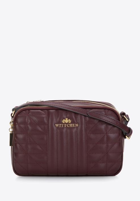 Women's quilted leather crossbody bag, plum, 97-4E-630-N, Photo 1