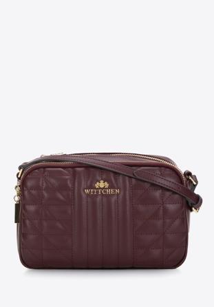 Women's quilted leather crossbody bag, plum, 97-4E-630-3, Photo 1