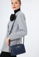Women's quilted leather crossbody bag, navy blue, 97-4E-630-3, Photo 15