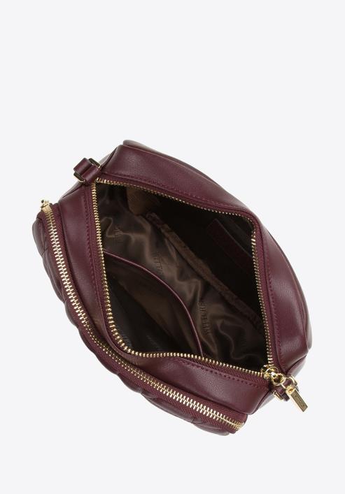 Women's quilted leather crossbody bag, plum, 97-4E-630-3, Photo 3