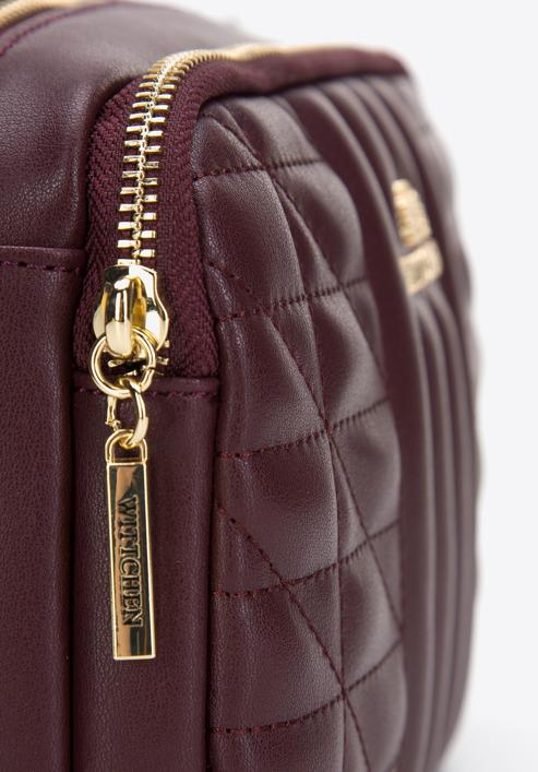 Women's quilted leather crossbody bag, plum, 97-4E-630-N, Photo 4
