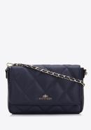 Women's quilted leather chain flap bag, navy blue, 97-4E-031-9, Photo 1