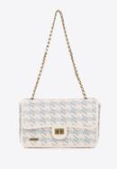 Flap bag with chain shoulder strap, white-brown, 98-4Y-010-P, Photo 2