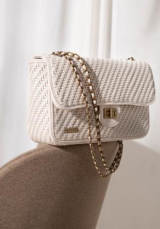 Flap bag with chain shoulder strap, white, 98-4Y-010-0, Photo 1