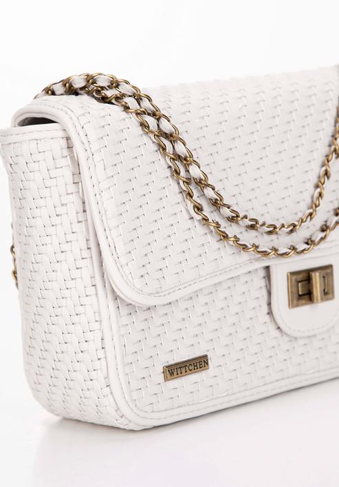 Flap bag with chain shoulder strap, white, 98-4Y-010-Y, Photo 5