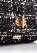 Plaid tweed boucle flap bag on chain shoulder strap, black, 97-4Y-752-1, Photo 5