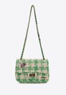 Women's boucle tweed crossbody bag with crystal insect embellishment, beige-green, 98-4Y-205-1, Photo 2