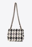 Women's boucle tweed crossbody bag with crystal insect embellishment, beige-black, 98-4Y-205-1, Photo 3
