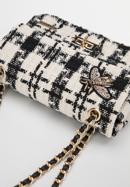 Women's boucle tweed crossbody bag with crystal insect embellishment, beige-black, 98-4Y-205-1, Photo 5