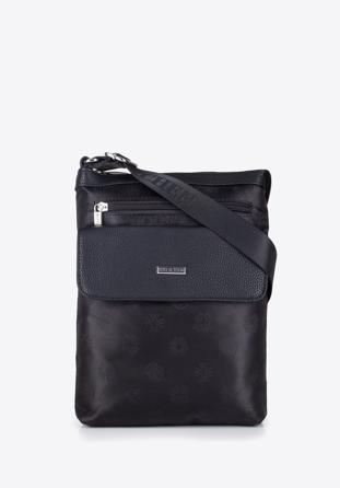 Women's logo fabric messenger bag with pocket, black, 29-4L-300-1, Photo 1