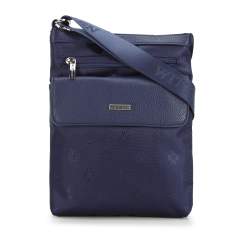 Women's logo fabric messenger bag with pocket, navy blue, 29-4L-300-7, Photo 1