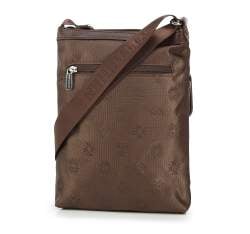 Women's logo fabric messenger bag with pocket, brown, 29-4L-300-5, Photo 1
