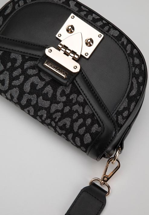Women's small animal print messenger bag, black-grey, 98-4Y-516-1, Photo 4