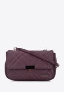 Faux leather quilted flap bag, plum, 95-4Y-400-1, Photo 1