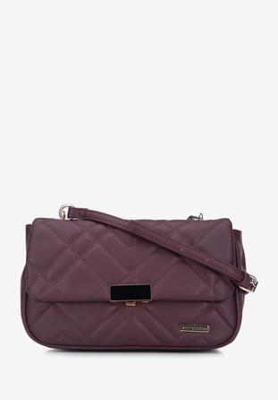 Faux leather quilted flap bag, plum, 95-4Y-400-3, Photo 1
