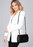 Faux leather quilted flap bag, black, 95-4Y-400-1, Photo 15
