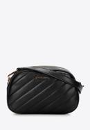 Women's quilted faux leather crossbody bag, black, 97-4Y-758-P, Photo 1