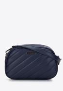 Women's quilted faux leather crossbody bag, navy blue, 97-4Y-758-1, Photo 1
