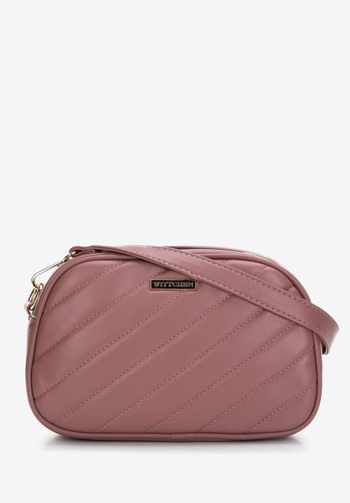 Women's quilted faux leather crossbody bag, muted pink, 97-4Y-758-1, Photo 1