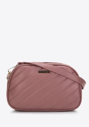 Women's quilted faux leather crossbody bag, muted pink, 97-4Y-758-P, Photo 1