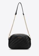 Women's quilted faux leather crossbody bag, black, 97-4Y-758-1, Photo 3