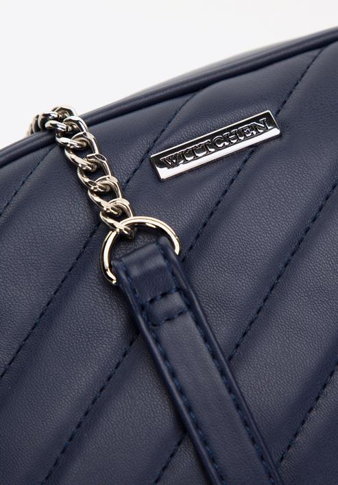 Women's quilted faux leather crossbody bag, navy blue, 97-4Y-758-1, Photo 5