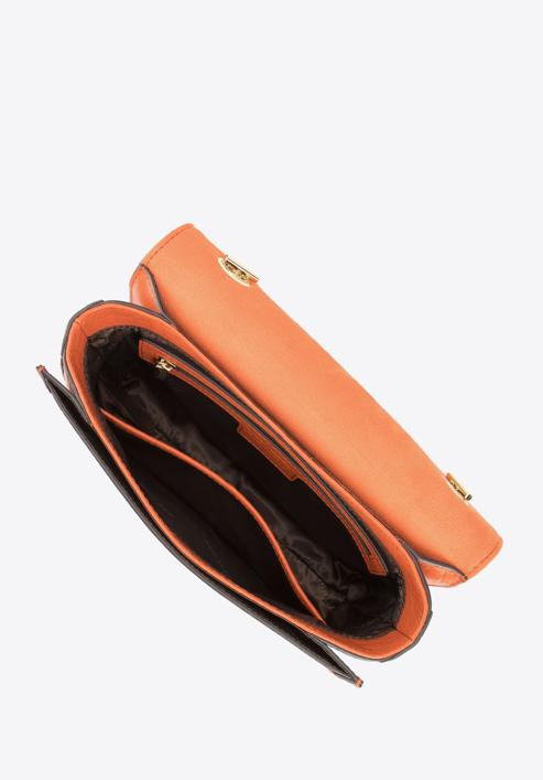 Croc effect leather flap bag, orange, 95-4E-660-7, Photo 3