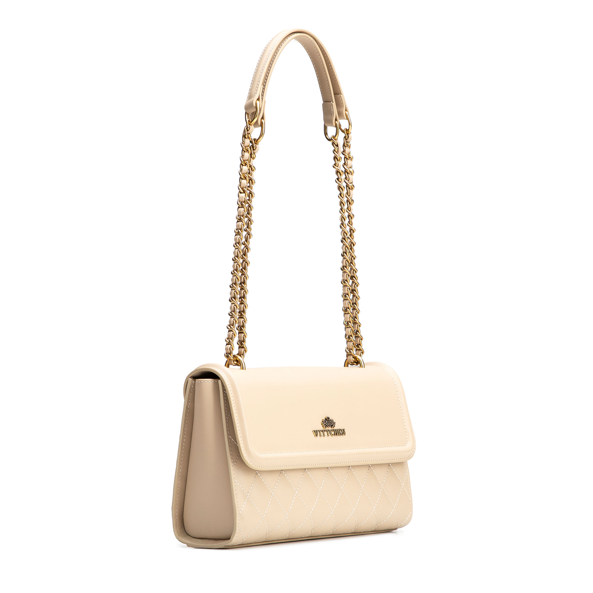 Béžová dámska crossbody kabelka Wittchen z prírodnej kože s prešívaným spracovaním, Vyberte variant béžová