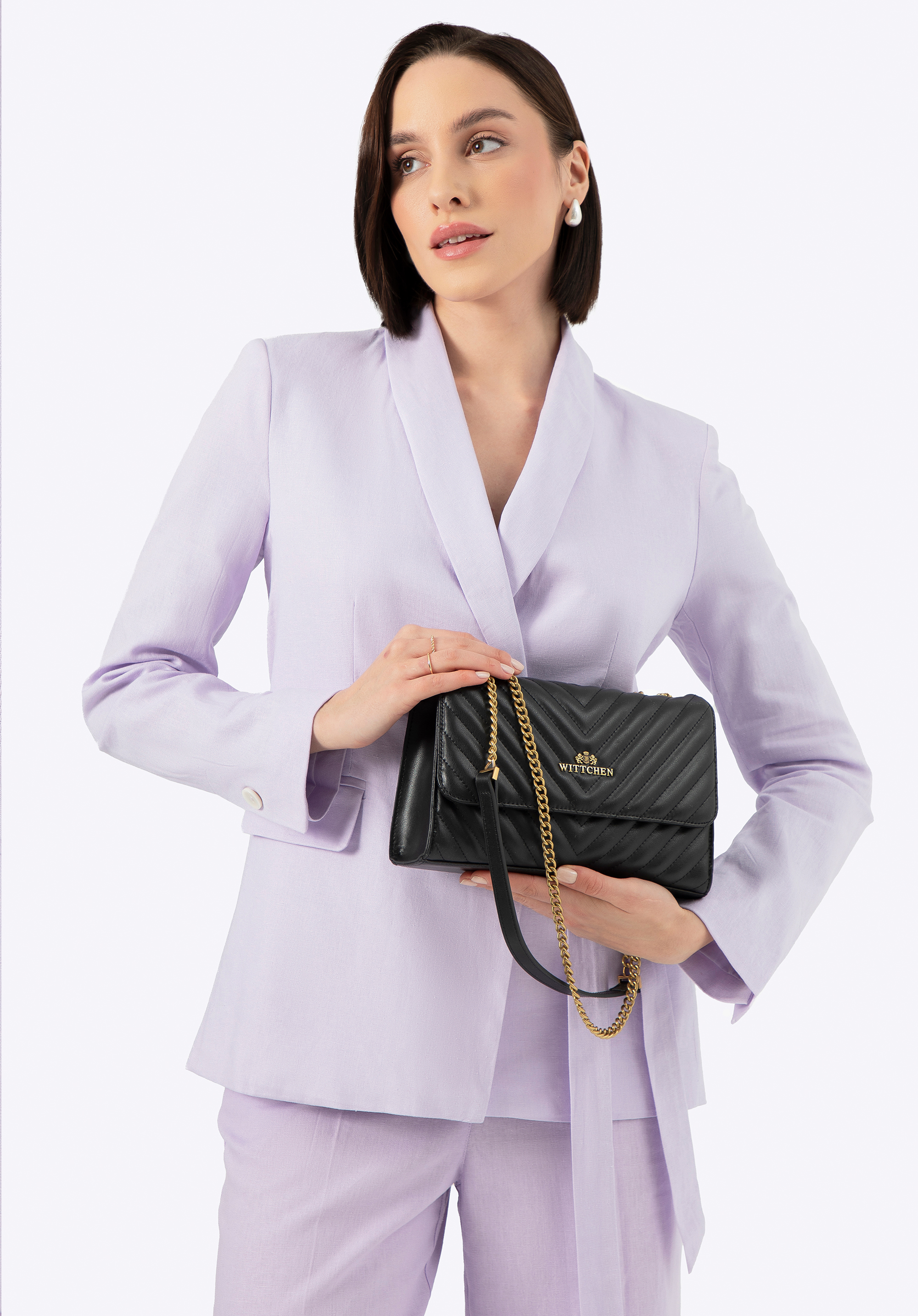 Women's quilted leather flap bag