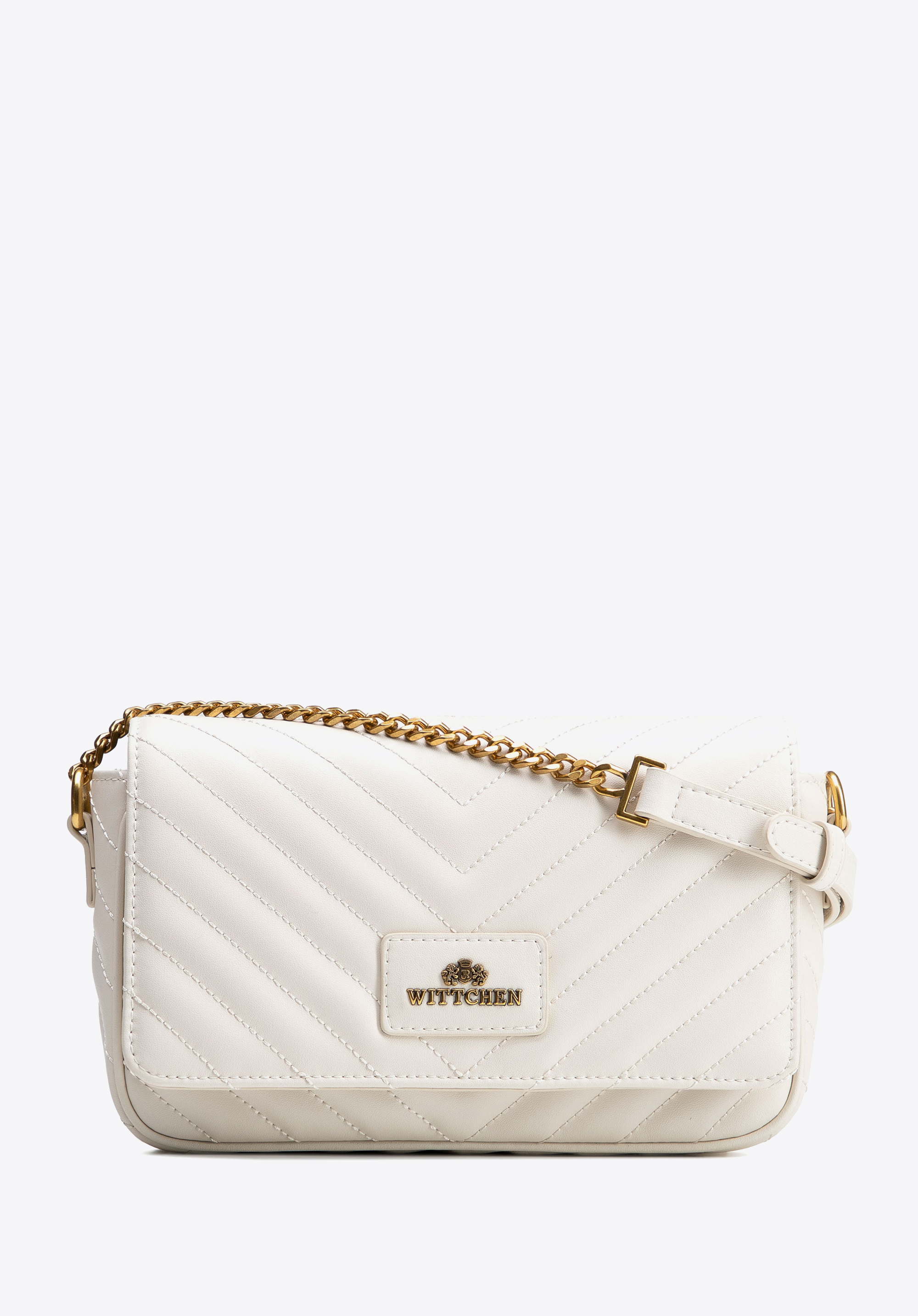 WITTCHEN Damska listonoszka ze skóry naturalnej z przeszyciami kremowa