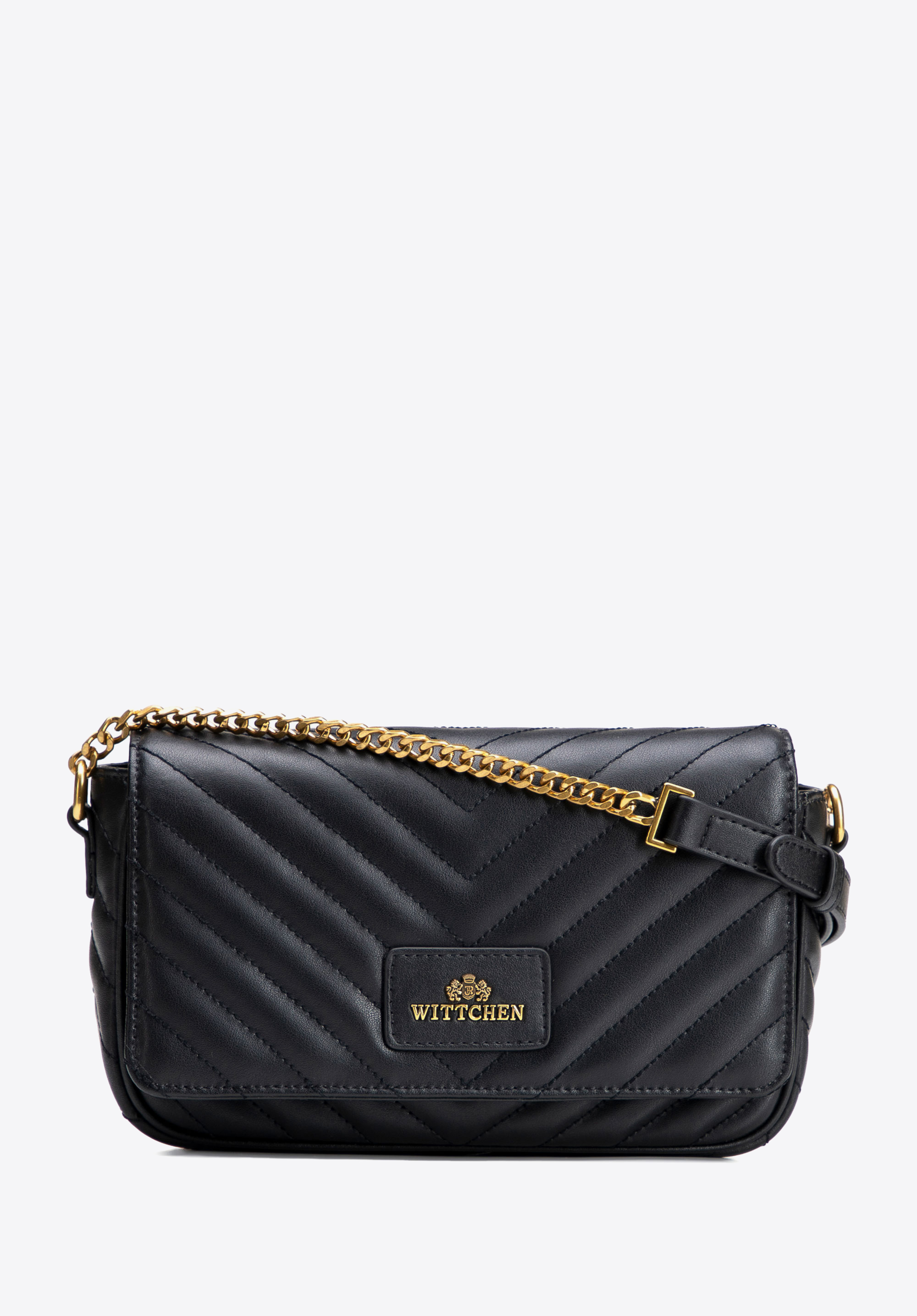 WITTCHEN Damska listonoszka ze skóry naturalnej z przeszyciami czarna