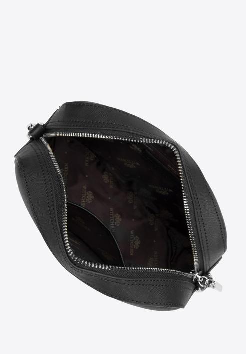 Saffiano leather chain crossbody bag, black-silver, 29-4E-019-P, Photo 3