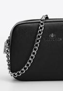 Saffiano leather chain crossbody bag, black-silver, 29-4E-019-P, Photo 4
