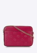 Leather cross body bag with monogram design, pink, 95-4E-634-3, Photo 1